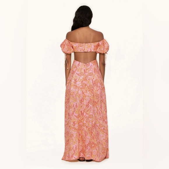 NWOT Ague Bendita Cielo Vuelo Atardecer Linen Maxi Dress Size Large NEVER WORN - Picture 2 of 13